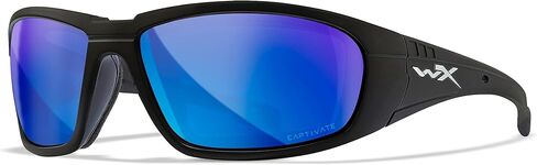 Wiley X WX Boss Captivate Polarized Sunglasses, Safety Glasses for Men and Women, UV Eye Protection for Shooting, Fishing, Biking, and Extreme Sports, Matte Black Frames, Blue Mirror Tinted Lenses in Saudi Arabia