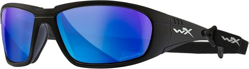 Wiley X WX Boss Captivate Polarized Sunglasses, Safety Glasses for Men and Women, UV Eye Protection for Shooting, Fishing, Biking, and Extreme Sports, Matte Black Frames, Blue Mirror Tinted Lenses in Saudi Arabia