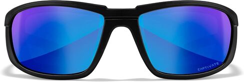 Wiley X WX Boss Captivate Polarized Sunglasses, Safety Glasses for Men and Women, UV Eye Protection for Shooting, Fishing, Biking, and Extreme Sports, Matte Black Frames, Blue Mirror Tinted Lenses in Saudi Arabia