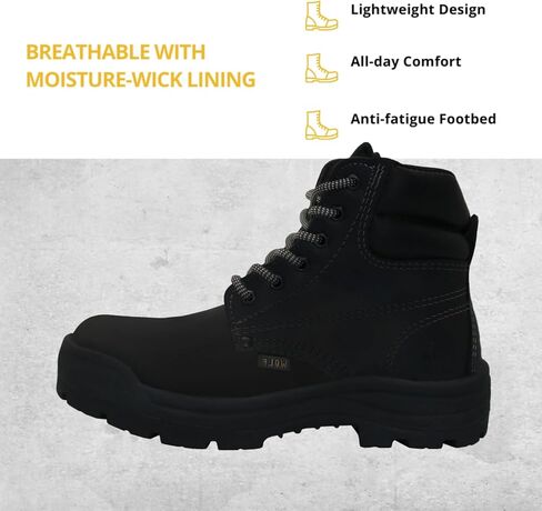 حذاء العمل وولف | جلد البقر المكسيكي الأصلي المقاوم للماء | مقاومة للمواد الكيميائية والنفطية | معزول | نعل بتقنية الهواء غير قابل للانزلاق | بوسكن | طوق مريح مبطن | معدات الحماية الشخصية الصناعية للبناء in Kuwait