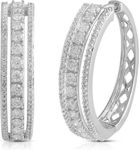 Jewelili 14K الذهب الأبيض 1 Cttw جولة الماس الأبيض الطبيعي أقراط in Kuwait