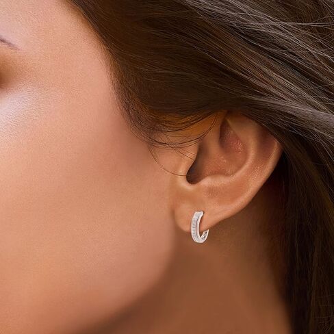 Jewelili 14K الذهب الأبيض 1 Cttw جولة الماس الأبيض الطبيعي أقراط in Kuwait