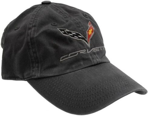 C7 Corvette Logo - Premium Garment Washed Cap/Hat (Black) in Saudi Arabia