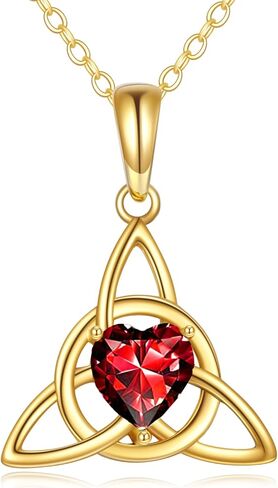 DOVRAN 14K Solid Gold Celtic Knot Necklace for Women Good Luck Irish Triquetra Triangle Knot Jewelry Opal Crystal Emerald Gold Birthday Gifts for Her in Saudi Arabia