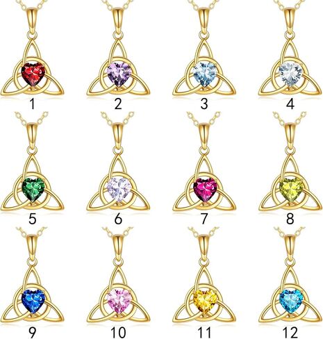 DOVRAN 14K Solid Gold Celtic Knot Necklace for Women Good Luck Irish Triquetra Triangle Knot Jewelry Opal Crystal Emerald Gold Birthday Gifts for Her in Saudi Arabia