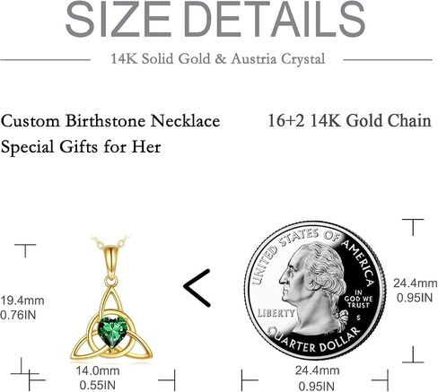 DOVRAN 14K Solid Gold Celtic Knot Necklace for Women Good Luck Irish Triquetra Triangle Knot Jewelry Opal Crystal Emerald Gold Birthday Gifts for Her in Saudi Arabia