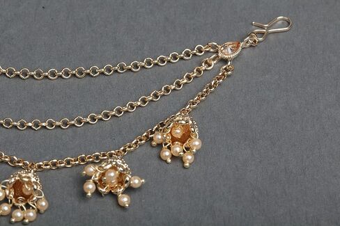 Bindhani أزياء بوليوود المجوهرات التقليدية العرقية الزفاف العروس إشبينة العروس الذهب مطلي كوندان اللؤلؤ قطرة Jhumka Jhumki رئيس سلسلة هندية باهي أقراط مجوهرات للنساء in Kuwait