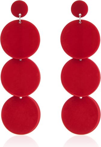 أقراط متدلية من الأكريليك مستديرة - أقراط قرصية من الراتنج - مجوهرات شاطئ صيفية خفيفة الوزن من بوهو in Kuwait