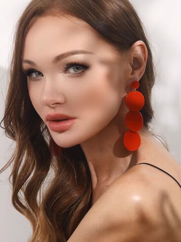 أقراط متدلية من الأكريليك مستديرة - أقراط قرصية من الراتنج - مجوهرات شاطئ صيفية خفيفة الوزن من بوهو in Kuwait