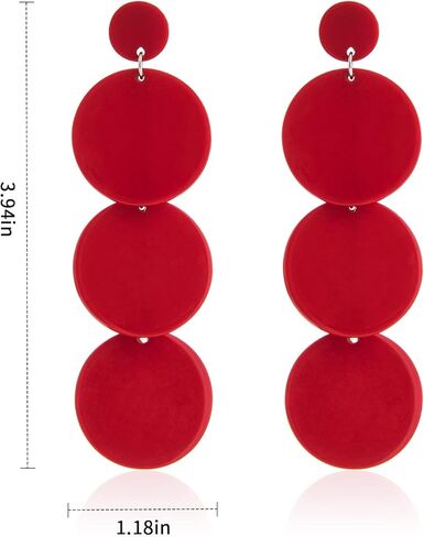 أقراط متدلية من الأكريليك مستديرة - أقراط قرصية من الراتنج - مجوهرات شاطئ صيفية خفيفة الوزن من بوهو in Kuwait