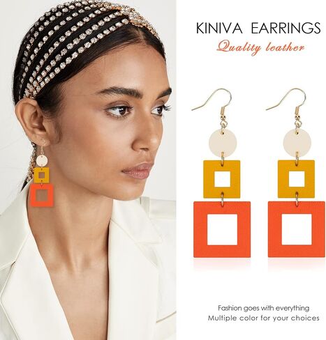 أقراط KINIVA كبيرة متدلية للنساء عصرية، أقراط هندسية خفيفة الوزن للفتيات المراهقات، هدايا عصرية لعيد الميلاد in Kuwait