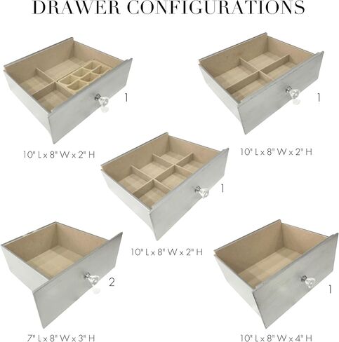 Hives and Honey Hannah Jewelry Armoire - Modern Silver Storage Organizer with Divided Drawers and Necklace Hooks - French-Inspired Design with Jewel-Like Pulls - Anti-Tarnish Felt Lining in Saudi Arabia