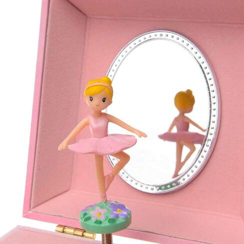 Jewelkeeper | Kids Jewelry Boxes For Girls - Musical Jewelry Storage Box - Girls Wooden Treasure Keepers - Rainbow and Gold Foil Design - Swan Lake Tune - 4.25"D x 4.75"W x 3.5"H (Spinning Ballerina) in Saudi Arabia
