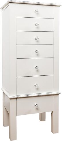 Hives and Honey Hannah Jewelry Armoire - Modern Silver Storage Organizer with Divided Drawers and Necklace Hooks - French-Inspired Design with Jewel-Like Pulls - Anti-Tarnish Felt Lining in Kuwait