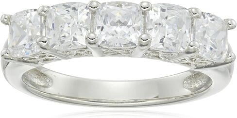 Amazon Collection Platinum or Gold Plated Sterling Silver Fancy Cut 5-Stone Ring made with Infinite Elements Zirconia in Kuwait