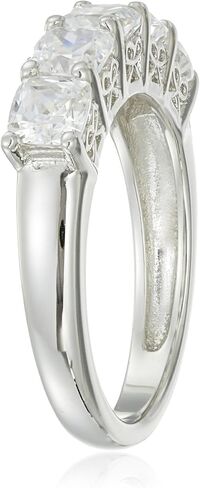 Amazon Collection Platinum or Gold Plated Sterling Silver Fancy Cut 5-Stone Ring made with Infinite Elements Zirconia in Kuwait