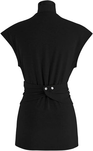 CHICWISH Women's Black/White/Grey Crisscross Waist Sleeveless Cotton Top in Saudi Arabia