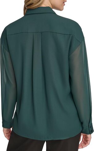 Calvin Klein Women's Button Front Long Sleeve Blouse in Saudi Arabia