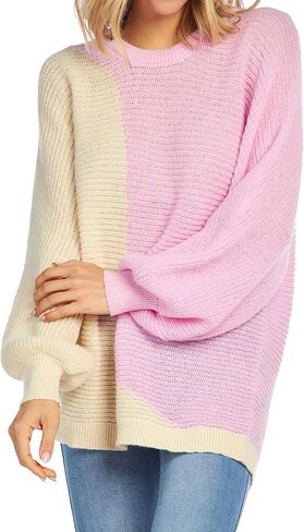Mud Pie Maple Womens Colorblock Oversize Sweater in Saudi Arabia