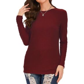 Kmytrze Women's Long Sleeve T Shirt Round Neck Basic Tee Crewneck Sweatshirt Top Blouse