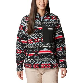 Columbia Women's West Bend 1/4 Zip Pullover, Red Lily Checkered Peaks/Chalk, Medium in Saudi Arabia