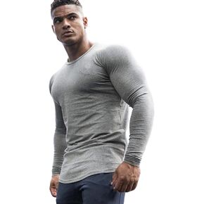 KELLORENA Men's Muscle T-Shirt Stretch Breathable Long Sleeve Casual Hipster Tops Gym Workout Athletic Slim Fit Cotton Tee in Saudi Arabia