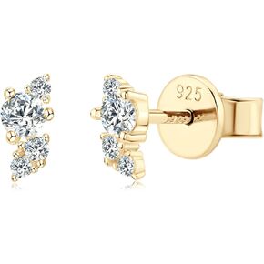 Little Forest Moissanite Stud Earrings, 925 Sterling Silver D Color Simulated Diamond Earrings, Dainty Stylish Fashion Jewelry for Women Teen Mom, Sensitive Ears Hypoallergenic with 14K White Gold/ Yellow Gold Plated, Gift Box Included in Kuwait