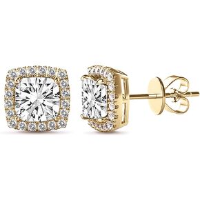 Devin Rose Sterling Silver Halo Square Cubic Zirconia Stud Earrings for Women