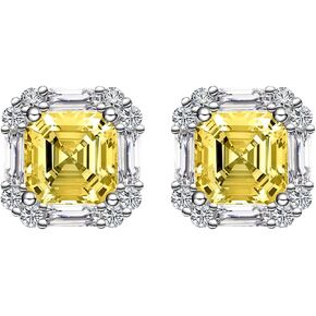 AMAROUGE 10MM Halo Stud Earrings for Women White Gold Plated 925 Sterling Silver Hypoallergenic Earrings Cubic Zirconia Diamond Round/Square/Princess Cut Birthstone Earrings Studs Birthday Gifts Jewelry in Kuwait