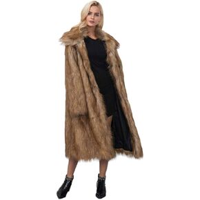 RomanticDesign Women's Long Lapel Faux fur Jacket Shaggy Coat Warm Outerwear Cardigan