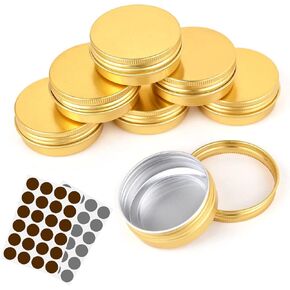 Aluminum Metal Tins 1 Ounce 48 Pack Round Tin Containers Storage Tins Metal Jars Empty Lip Balm Containers Small Containers with lids,Gold