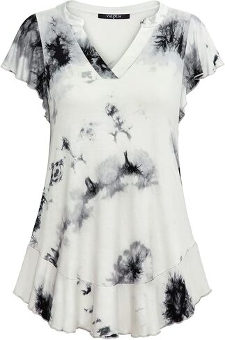 بلوزة نسائية قصيرة الأكمام من VALOLIA، كاجوال فضفاضة، بلوزات أنيقة وقمصان in Kuwait