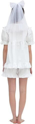 ULLALA Pajamas for Women Madely Short sleeve Two-Piece Ivory Vintage Soft Sleepwear 2Piece one Size Cotton in Kuwait