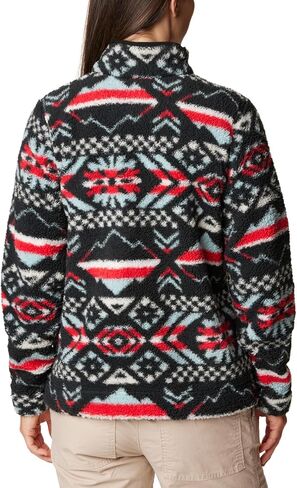 Columbia Women's West Bend 1/4 Zip Pullover, Red Lily Checkered Peaks/Chalk, Medium in Saudi Arabia