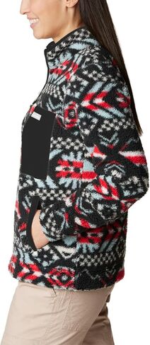 Columbia Women's West Bend 1/4 Zip Pullover, Red Lily Checkered Peaks/Chalk, Medium in Saudi Arabia
