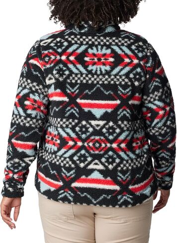 Columbia Women's West Bend 1/4 Zip Pullover, Red Lily Checkered Peaks/Chalk, Medium in Saudi Arabia