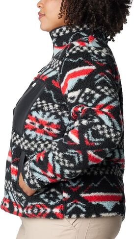 Columbia Women's West Bend 1/4 Zip Pullover, Red Lily Checkered Peaks/Chalk, Medium in Saudi Arabia