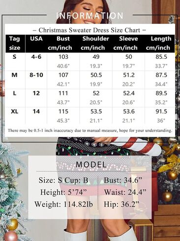 Glamaker Women Cute Ugly Christmas Oversized Sweater Dress Pullover Holiday Sweater in Kuwait