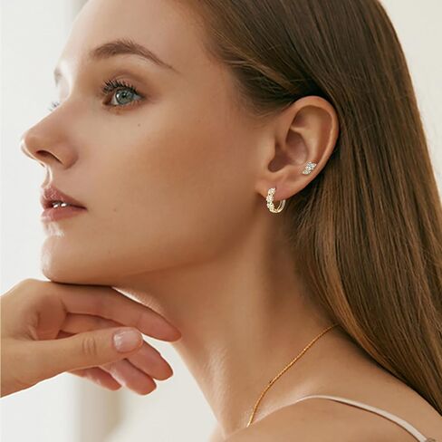 Little Forest Moissanite Stud Earrings, 925 Sterling Silver D Color Simulated Diamond Earrings, Dainty Stylish Fashion Jewelry for Women Teen Mom, Sensitive Ears Hypoallergenic with 14K White Gold/ Yellow Gold Plated, Gift Box Included in Kuwait