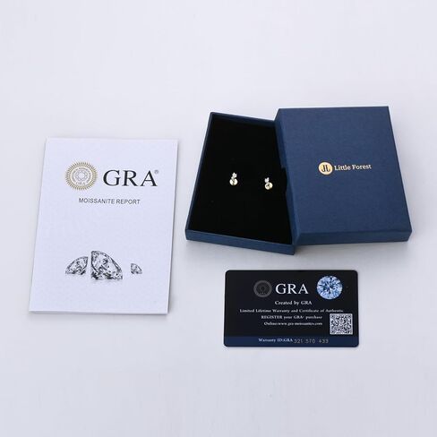 Little Forest Moissanite Stud Earrings, 925 Sterling Silver D Color Simulated Diamond Earrings, Dainty Stylish Fashion Jewelry for Women Teen Mom, Sensitive Ears Hypoallergenic with 14K White Gold/ Yellow Gold Plated, Gift Box Included in Kuwait