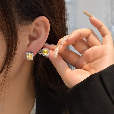 AMAROUGE 10MM Halo Stud Earrings for Women White Gold Plated 925 Sterling Silver Hypoallergenic Earrings Cubic Zirconia Diamond Round/Square/Princess Cut Birthstone Earrings Studs Birthday Gifts Jewelry in Kuwait