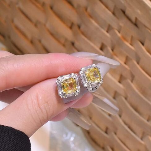 AMAROUGE 10MM Halo Stud Earrings for Women White Gold Plated 925 Sterling Silver Hypoallergenic Earrings Cubic Zirconia Diamond Round/Square/Princess Cut Birthstone Earrings Studs Birthday Gifts Jewelry in Kuwait