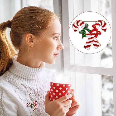 Hicarer عيد الميلاد بروش دبوس مجموعة حجر الراين كريستال دبابيس عيد الميلاد لطيف لزينة عيد الميلاد بما في ذلك أجراس، الرنة، شجرة عيد الميلاد، إكليل، 6 قطع in Saudi Arabia