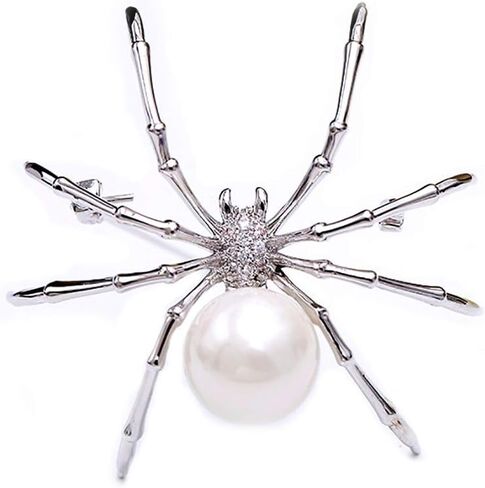 Big Spider Brooch Zircon Crystal Peal Belly Mother Spider Brooch Pin Clothing Jewelry for Women Men in Kuwait