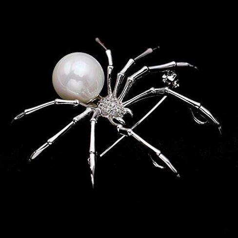Big Spider Brooch Zircon Crystal Peal Belly Mother Spider Brooch Pin Clothing Jewelry for Women Men in Kuwait