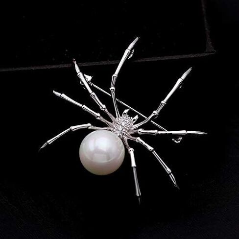 Big Spider Brooch Zircon Crystal Peal Belly Mother Spider Brooch Pin Clothing Jewelry for Women Men in Kuwait