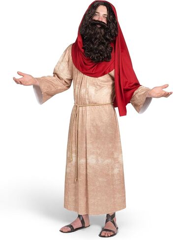 Spooktacular Creations Mens Jesus Christ Robe with Wig, Beard, Shawl, Belt Set for Adult Halloween Dress Up Party Cosplay in Saudi Arabia