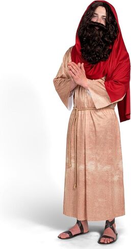 Spooktacular Creations Mens Jesus Christ Robe with Wig, Beard, Shawl, Belt Set for Adult Halloween Dress Up Party Cosplay in Saudi Arabia