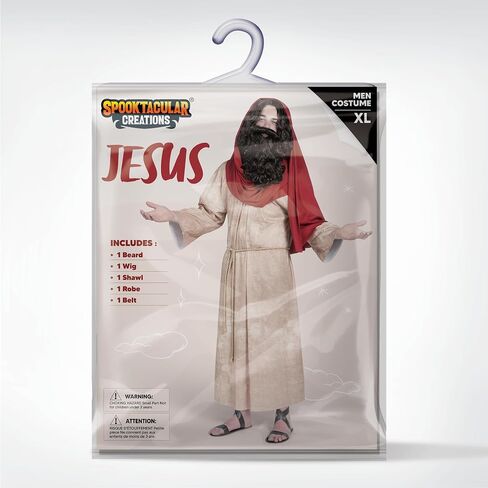 Spooktacular Creations Mens Jesus Christ Robe with Wig, Beard, Shawl, Belt Set for Adult Halloween Dress Up Party Cosplay in Saudi Arabia