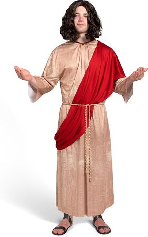 Spooktacular Creations Mens Jesus Christ Robe with Wig, Beard, Shawl, Belt Set for Adult Halloween Dress Up Party Cosplay in Saudi Arabia